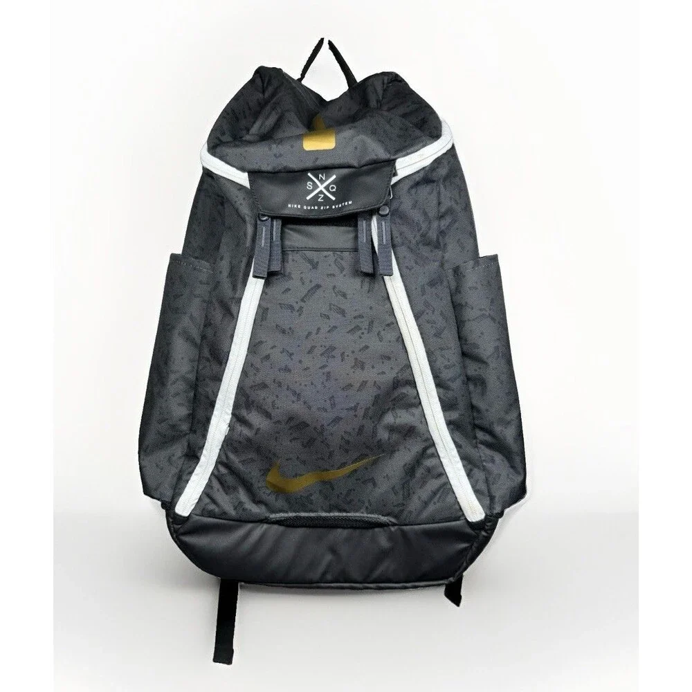 Nike Elite Quad Zip System Backpack Team 2.0 Gray Black Hoops Basketball Max Air